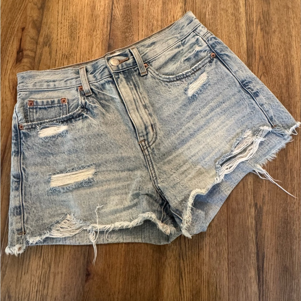 Pistola denim high rise distressed cut off shorts 26